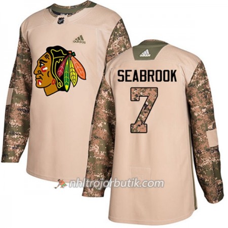 Män Ishockey Chicago Blackhawks Tröja Brent Seabrook 7 Adidas 2017-2018 Camo Veterans Day Practice Authentic
